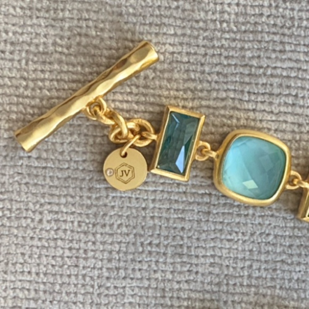JULIE VOS® Antonia Tennis Bracelet Iridescent & Clear Bahamian Blue Stones - Picture 2 of 12